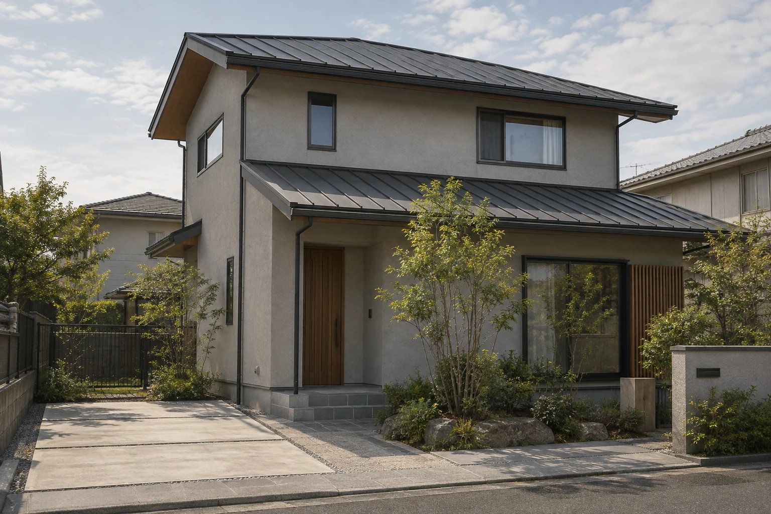 外壁と屋根を備えた二階建て住宅のイメージ